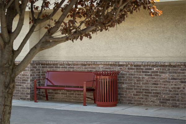 Red Metal Benches