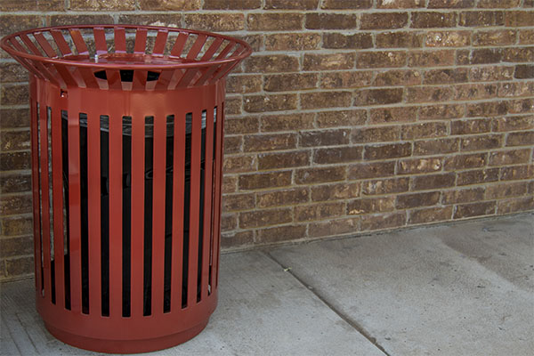 Red Trash Receptacles