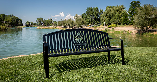 Outdoor Lake-Front Park Benches