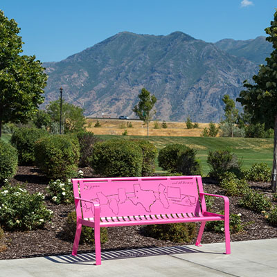 Steel Pink Legacy Memorial Bench