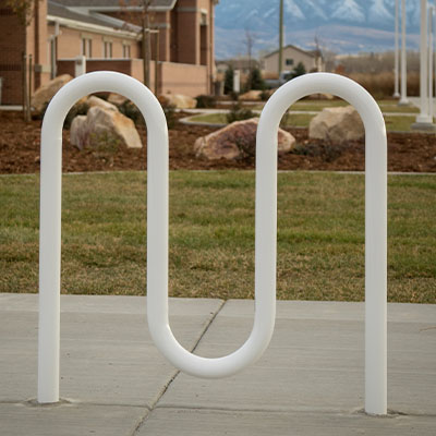 White Powder Coated In Ground Bike Racks