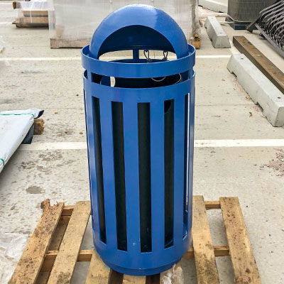Blue Dome Trash Receptacles For Parks
